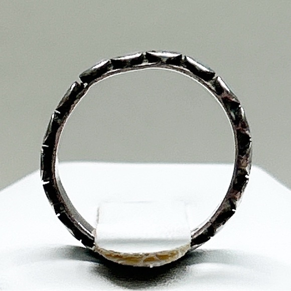 Vintage Southwestern Turquoise Sterling Silver Eternity Ring - Picture 5 of 12